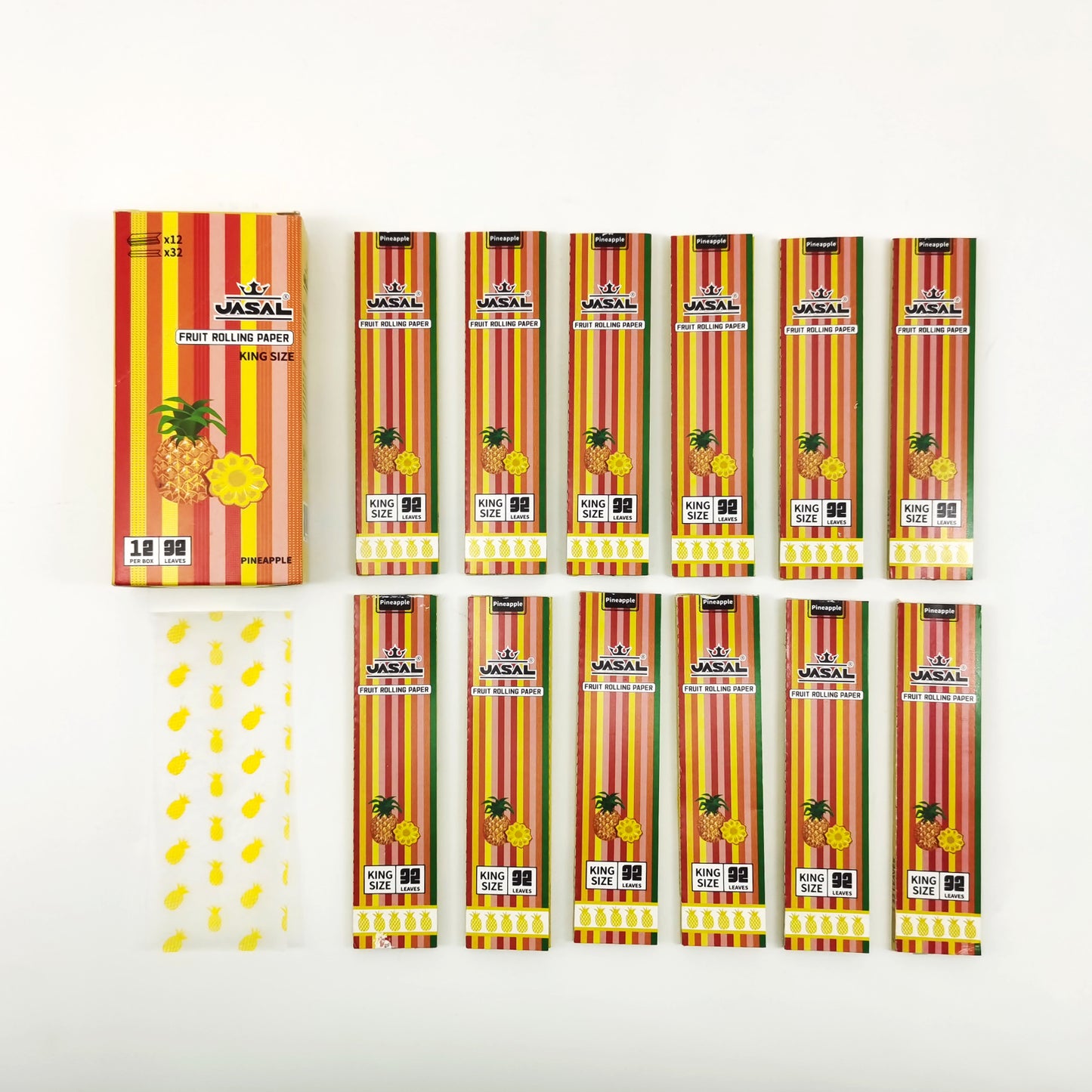 UASAL Fruit Flavor Kingsize Rolling Papers -12 Packs 108mm Rolling Papers (32 Leaves in Pack) 384 Total,Pineapple