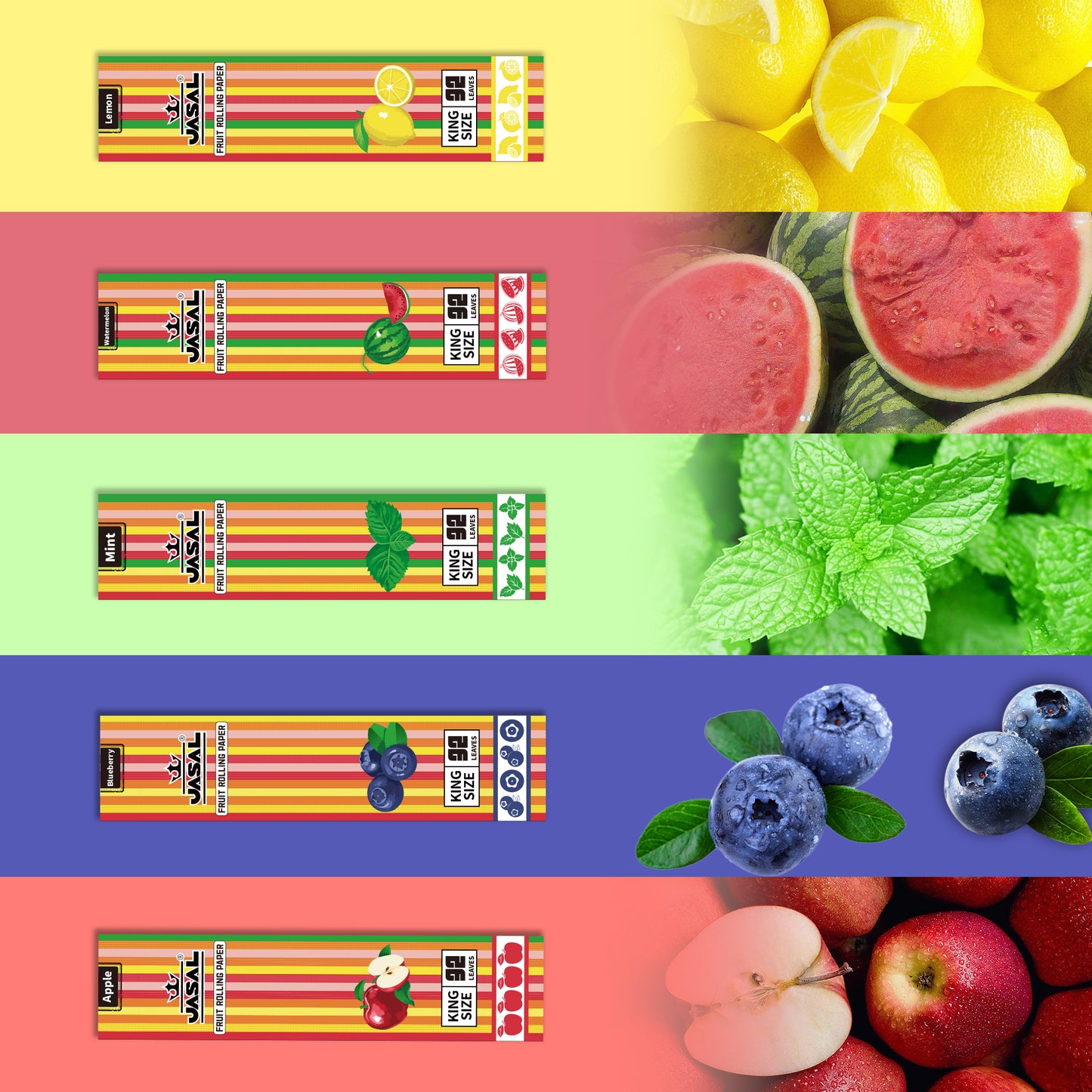 UASAL Fruit Flavor Kingsize Rolling Papers -12 Packs 108mm Rolling Papers (32 Leaves in Pack) 384 Total,Watermelon