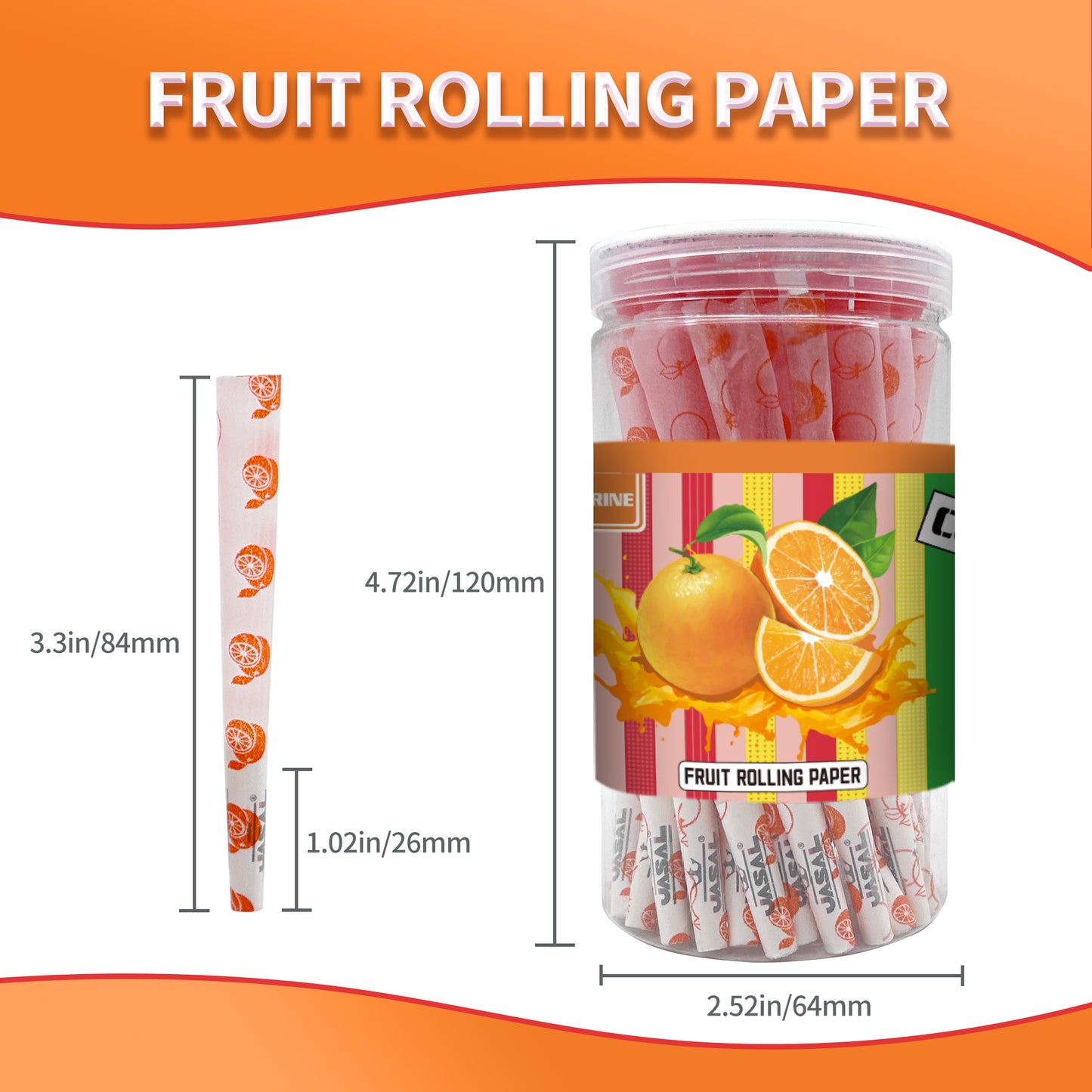 UASAL 48 Cone Fruity Scent 1¼ Cones Rolled Rolling Paper with Tips & Packing Tubes Included