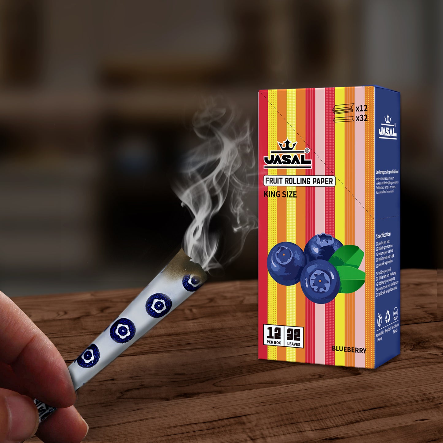 UASAL Fruit Flavor Kingsize Rolling Papers -12 Packs 108mm Rolling Papers (32 Leaves in Pack) 384 Total,Twelve Flavors