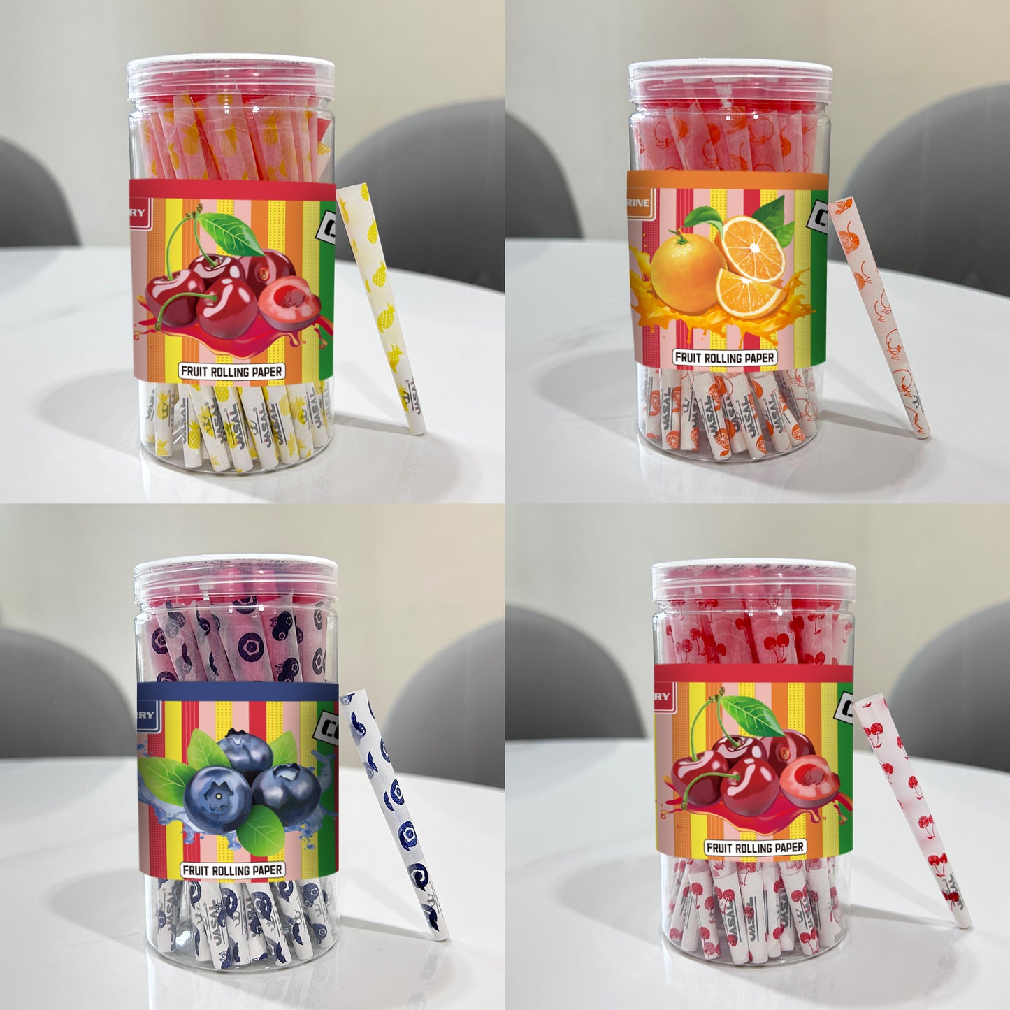 UASAL 48 Cone Fruity Scent 1¼ Cones Rolled Rolling Paper with Tips & Packing Tubes Included