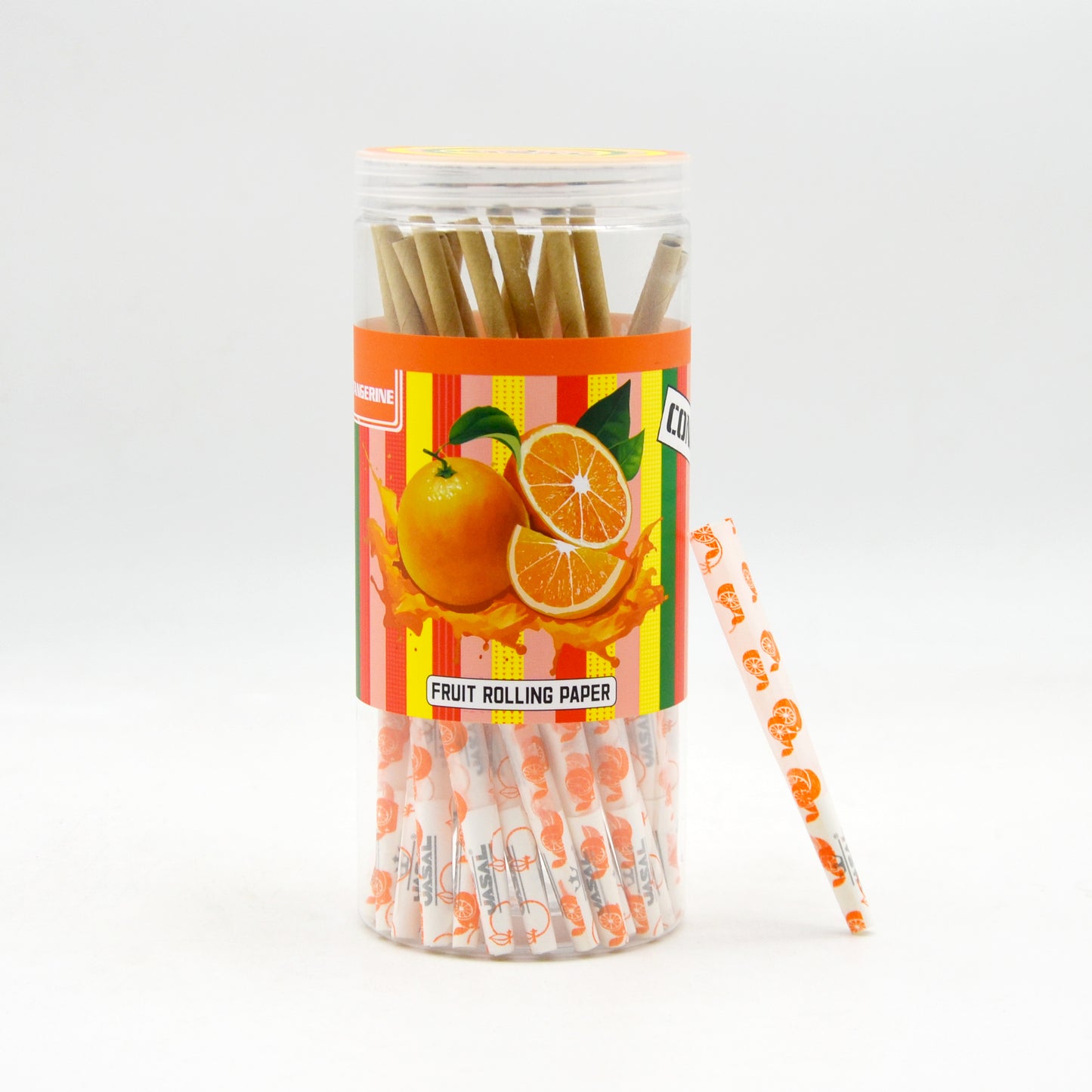 UASAL 48 Cone Tangerine Fruit Flavor 1¼ Cones Smoking Rolled 84MM Rolling Paper with Tips & Packing Tubes Included
