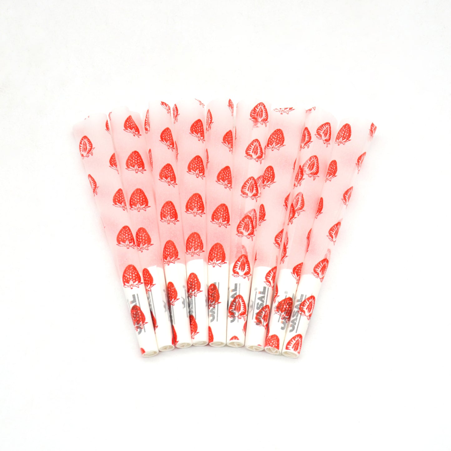 UASAL 48 Cone Strawberry Fruit Flavor 1¼ Cones Smoking Rolled 84MM Rolling Paper with Tips & Packing Tubes Included