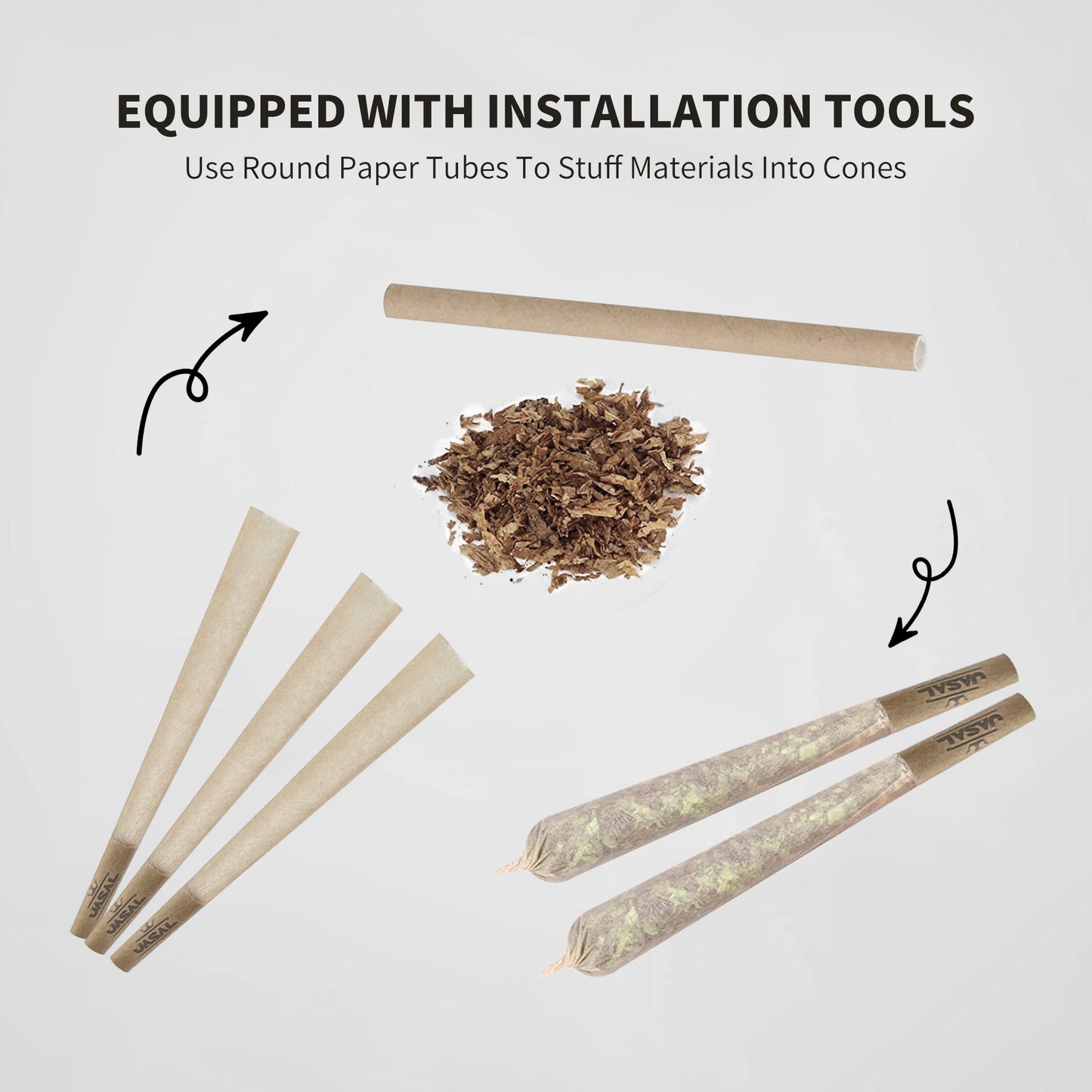 UASAL 50 Cone Classic Kingsize Cones Smoking Rolled 108MM Rolling Paper with Tips & Packing Tubes Included