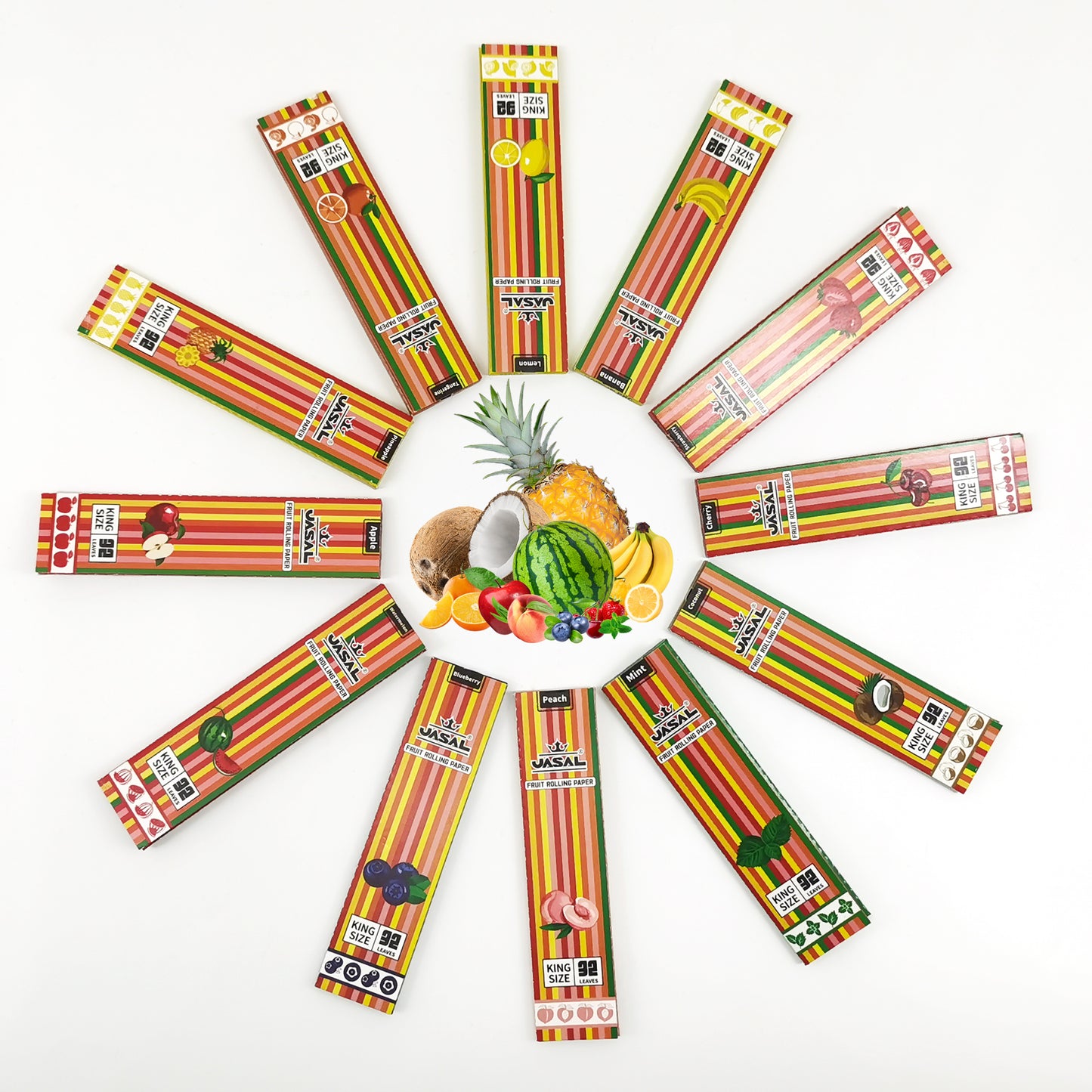UASAL Fruit Flavor Kingsize Rolling Papers -12 Packs 108mm Rolling Papers (32 Leaves in Pack) 384 Total,Twelve Flavors