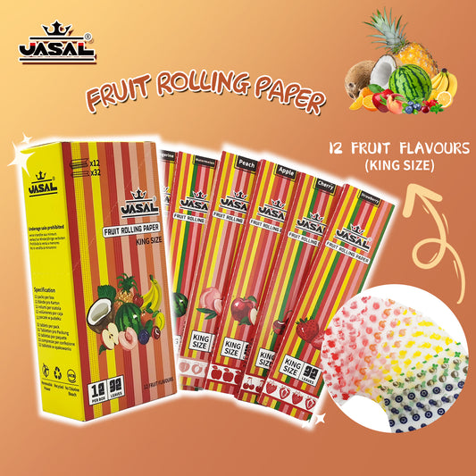 UASAL Fruit Flavor Kingsize Rolling Papers -12 Packs 108mm Rolling Papers (32 Leaves in Pack) 384 Total,Twelve Flavors