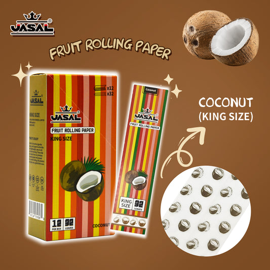 UASAL Fruit Flavor Kingsize Rolling Papers -12 Packs 108mm Rolling Papers (32 Leaves in Pack) 384 Total,Coconut