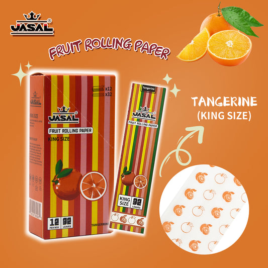 UASAL Fruit Flavor Kingsize Rolling Papers -12 Packs 108mm Rolling Papers (32 Leaves in Pack) 384 Total,Tangerine