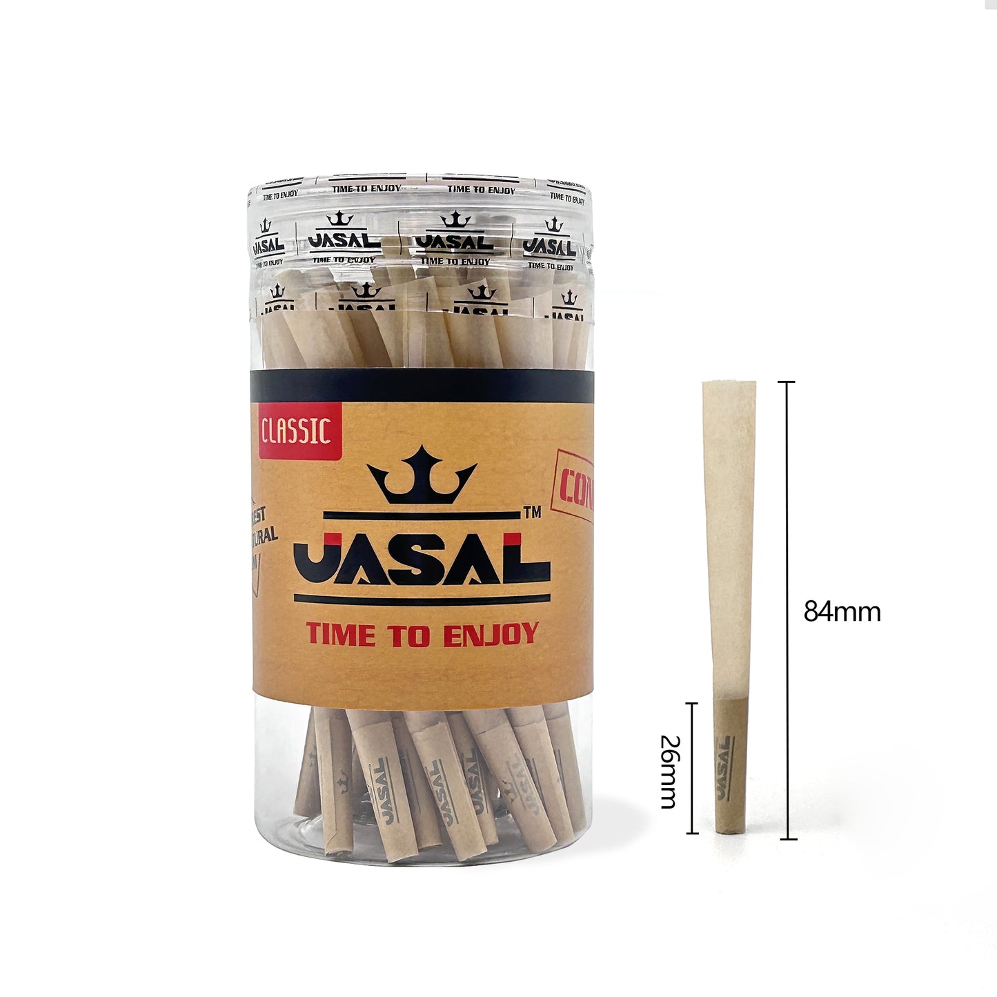 UASAL 50 Cone Classic 1¼ Cones Smoking Rolled 84MM Rolling Paper with Tips & Packing Tubes Included