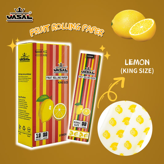 UASAL Fruit Flavor Kingsize Rolling Papers -12 Packs 108mm Rolling Papers (32 Leaves in Pack) 384 Total,Lemon