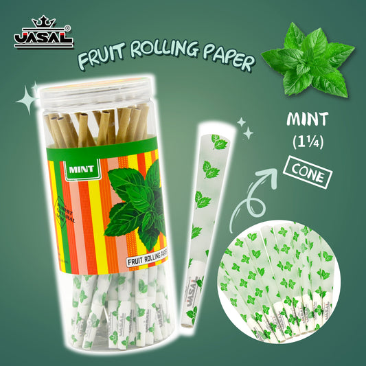 UASAL 48 Cone Mint Fruit Flavor 1¼ Cones Smoking Rolled 84MM Rolling Paper with Tips & Packing Tubes Included