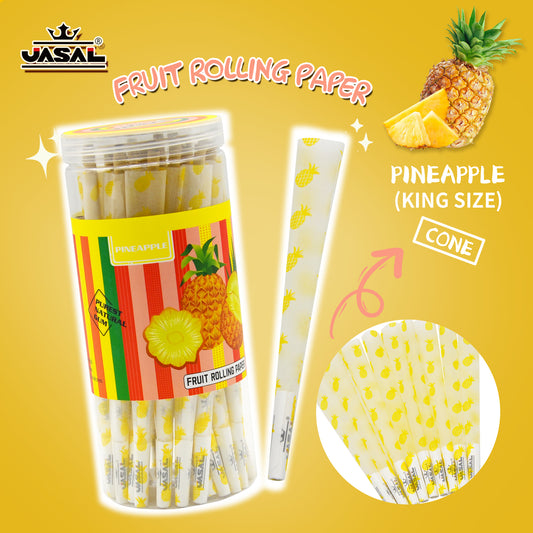 UASAL 48 Cone Pineapple Fruit Flavor Kingsize Cones Smoking Rolled 108MM Rolling Paper with Tips & Packing Tubes Included
