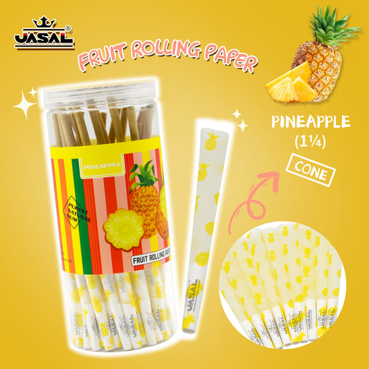 UASAL 48 Cone Pineapple Fruit Flavor 1¼ Cones Smoking Rolled 84MM Rolling Paper with Tips & Packing Tubes Included