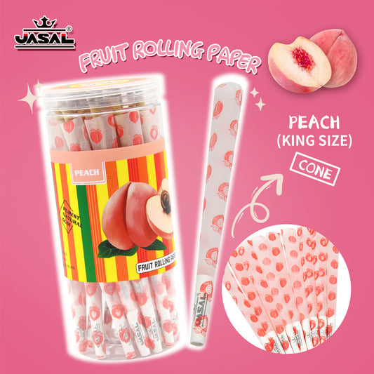 UASAL 48 Cone Peach Fruit Flavor Kingsize Cones Smoking Rolled 108MM Rolling Paper with Tips & Packing Tubes Included