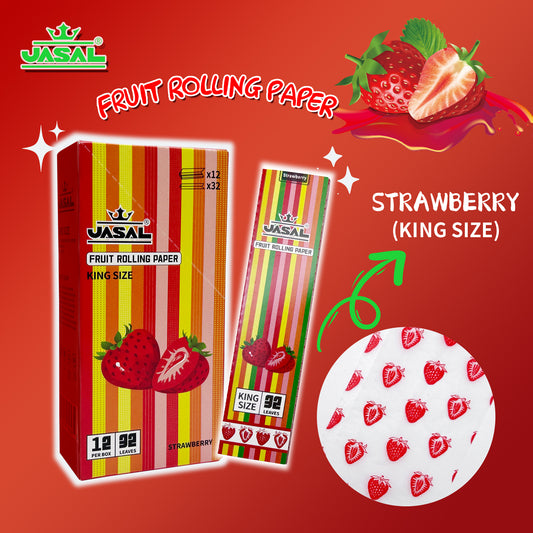 UASAL Fruit Flavor Kingsize Rolling Papers -12 Packs 108mm Rolling Papers (32 Leaves in Pack) 384 Total，Strawberry
