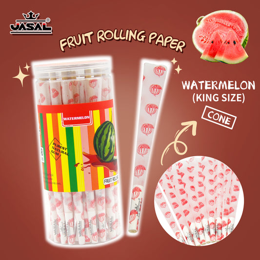 UASAL 48 Cone Watermelon Fruit Flavor Kingsize Cones Smoking Rolled 108MM Rolling Paper with Tips & Packing Tubes Included