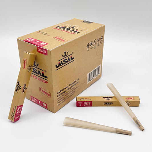 UASAL 50 Pack Classic Kingsize Cones (1 Cones in Pack)Smoking Rolled Rolling Paper with Tips & Packing Tubes Included,50 Total