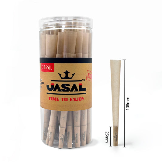 UASAL 50 Cone Classic Kingsize Cones Smoking Rolled 108MM Rolling Paper with Tips & Packing Tubes Included
