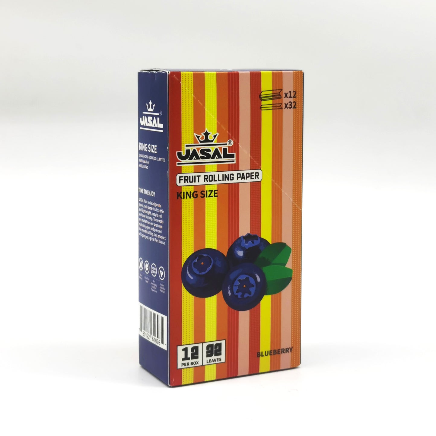 UASAL Fruit Flavor Kingsize Rolling Papers -12 Packs 108mm Rolling Papers (32 Leaves in Pack) 384 Total,Blueberry