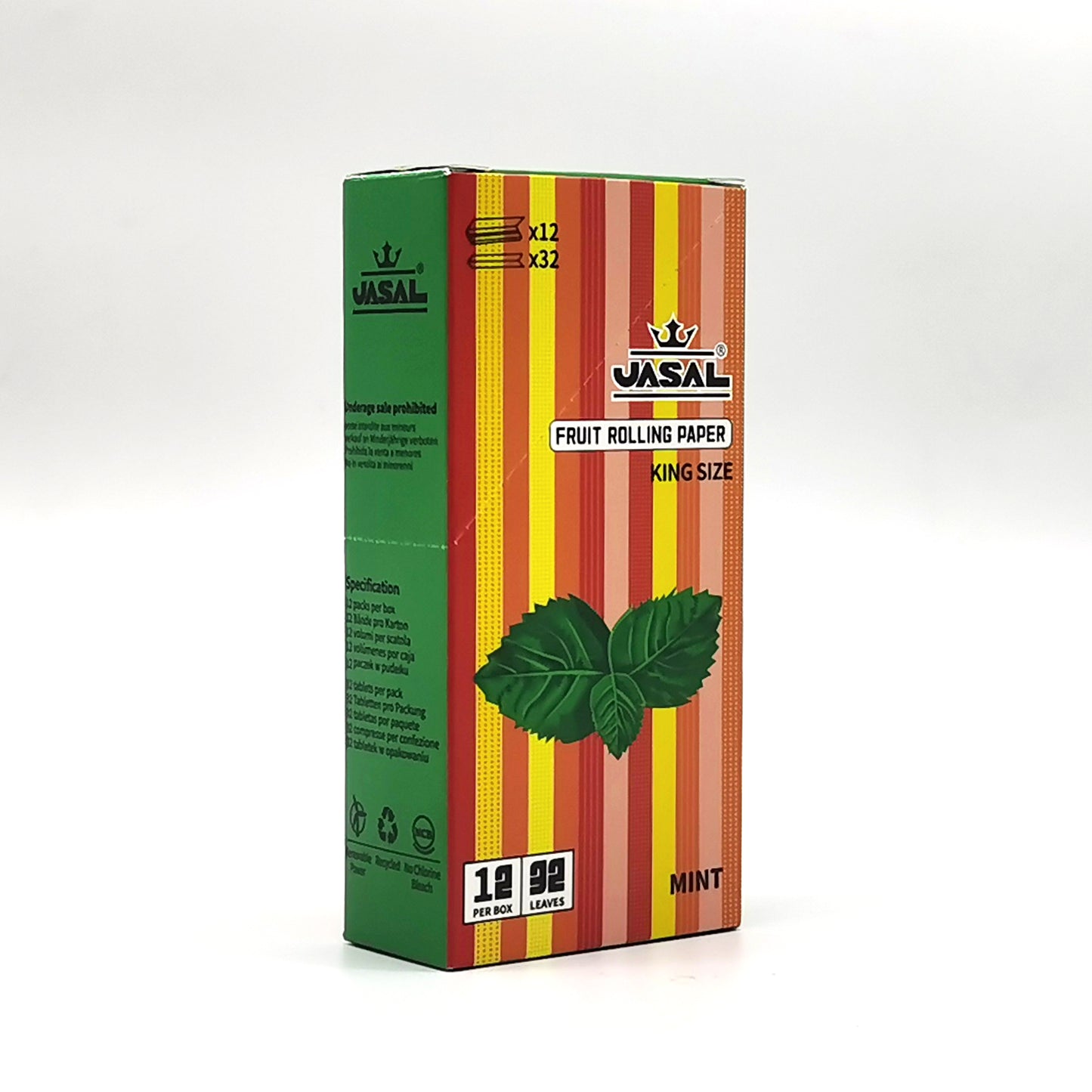 UASAL Fruit Flavor Kingsize Rolling Papers -12 Packs 108mm Rolling Papers (32 Leaves in Pack) 384 Total,Mint