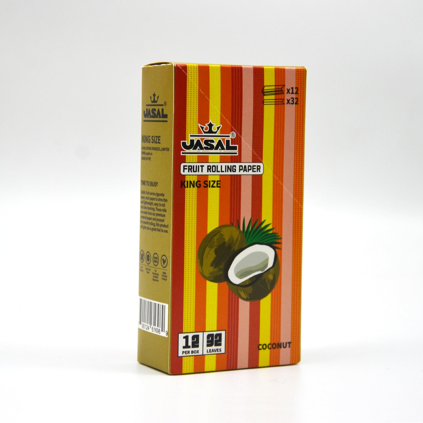UASAL Fruit Flavor Kingsize Rolling Papers -12 Packs 108mm Rolling Papers (32 Leaves in Pack) 384 Total,Coconut
