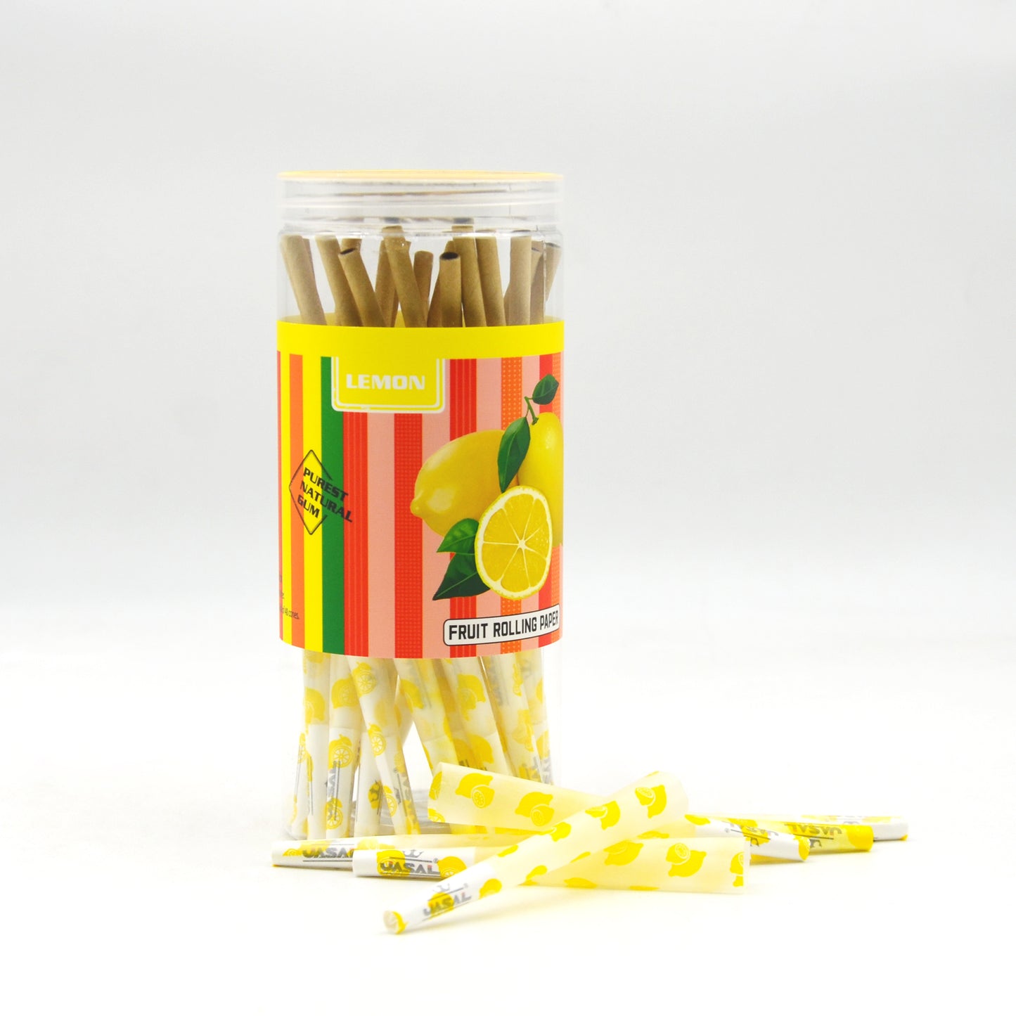 UASAL 48 Cone Lemon Fruit Flavor 1¼ Cones Smoking Rolled 84MM Rolling Paper with Tips & Packing Tubes Included