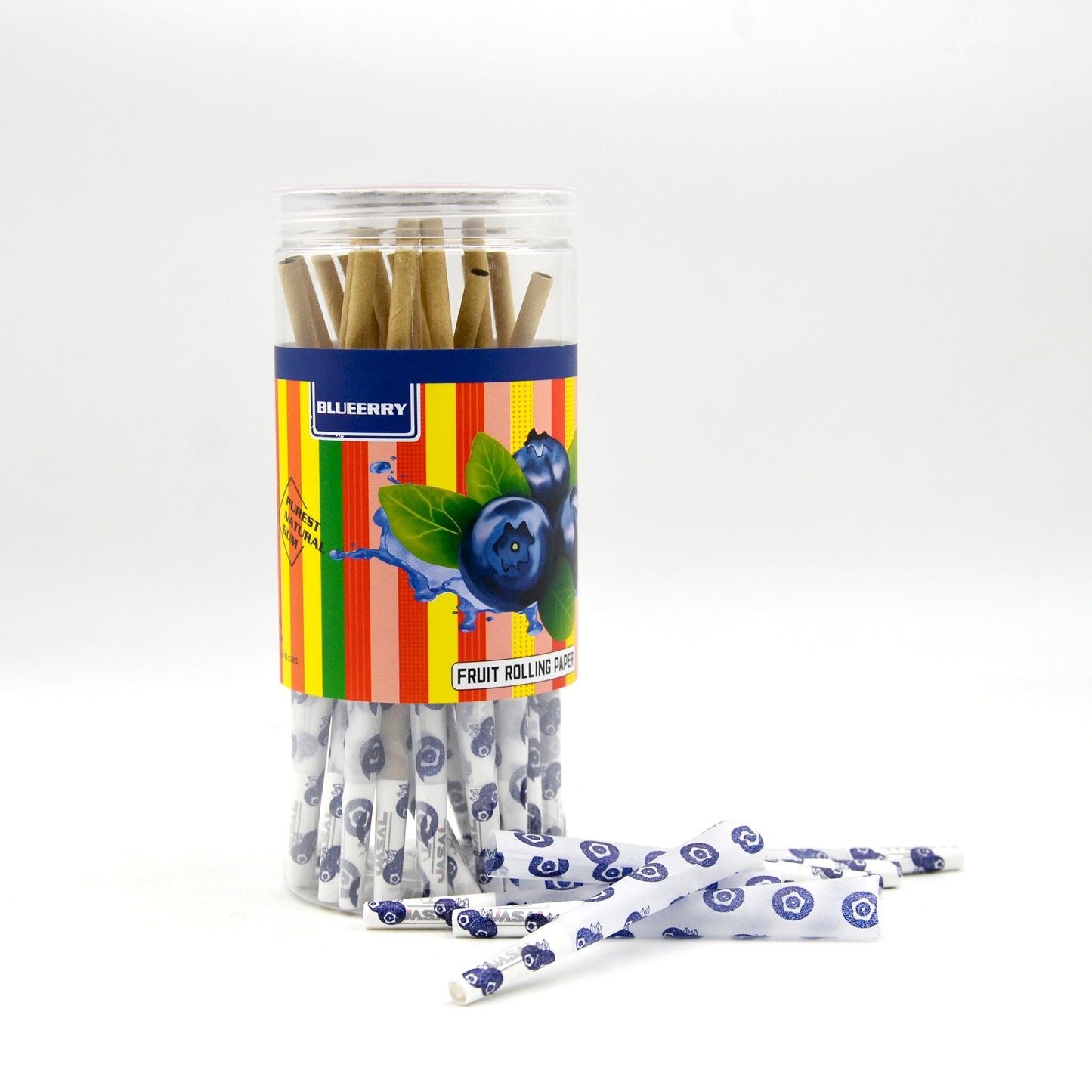 UASAL 48 Cone Blueberry Fruit Flavor 1¼ Cones Smoking Rolled 84MM Rolling Paper with Tips & Packing Tubes Included