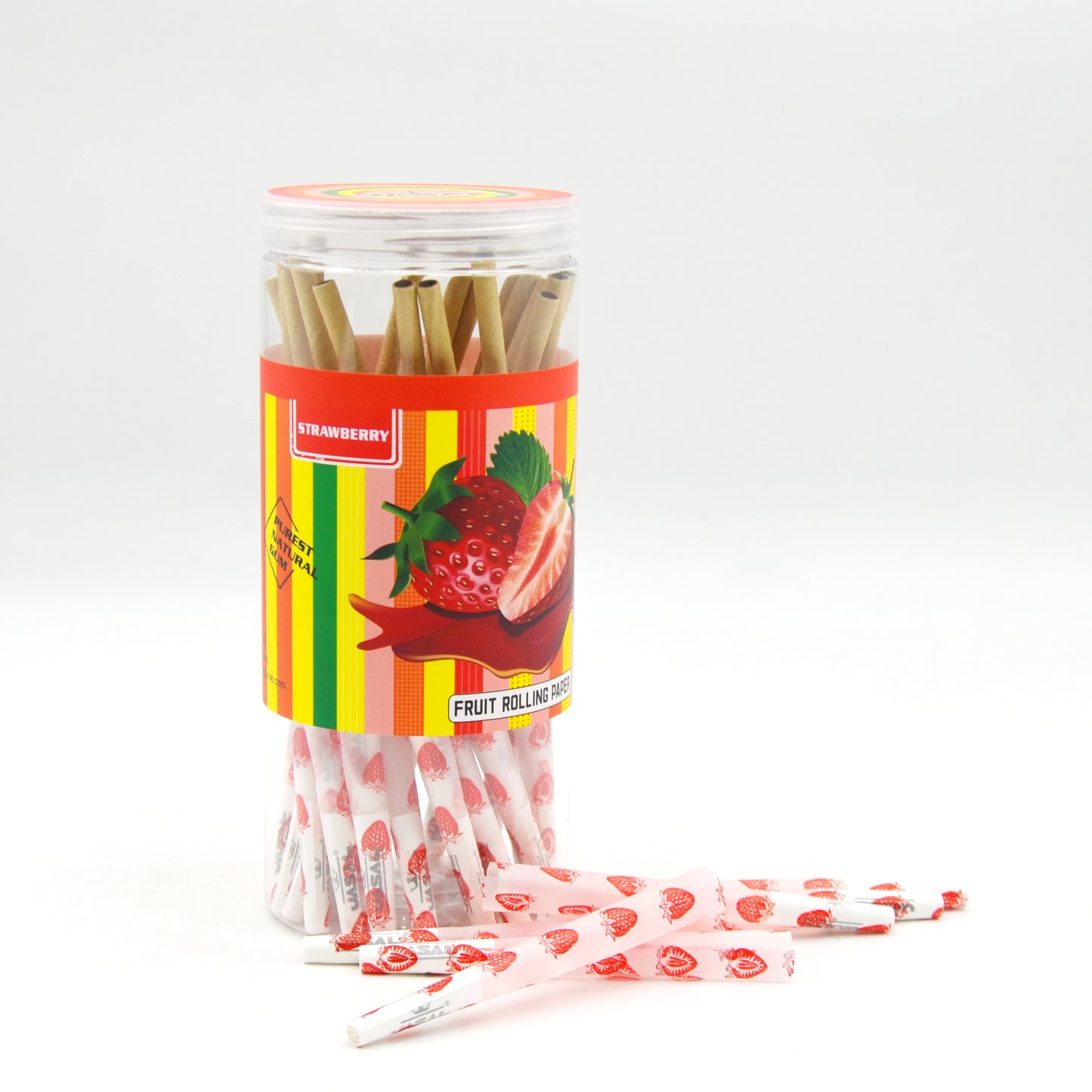 UASAL 48 Cone Strawberry Fruit Flavor 1¼ Cones Smoking Rolled 84MM Rolling Paper with Tips & Packing Tubes Included