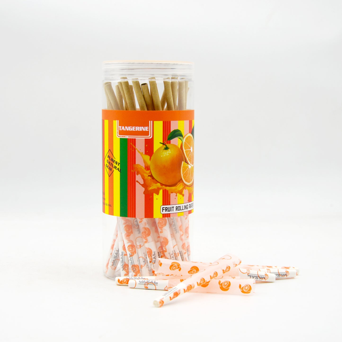 UASAL 48 Cone Tangerine Fruit Flavor 1¼ Cones Smoking Rolled 84MM Rolling Paper with Tips & Packing Tubes Included