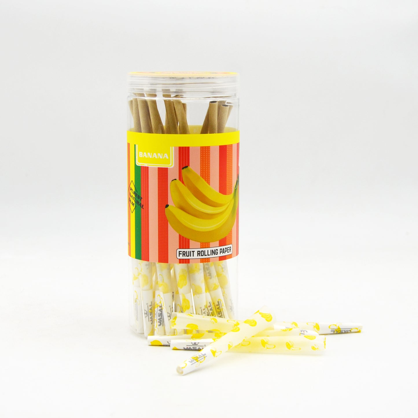UASAL 48 Cone Banana Fruit Flavor 1¼ Cones Smoking Rolled 84MM Rolling Paper with Tips & Packing Tubes Included