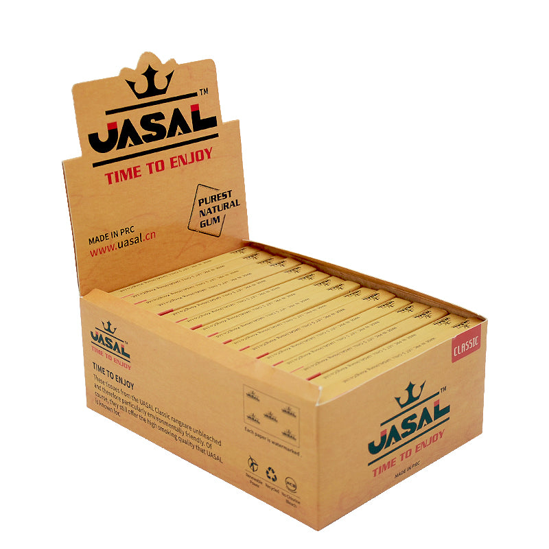 UASAL Rolling Papers King Size Unbleached Brown With Tips,32 Tip and 32 leaves in pack,32 packs in box