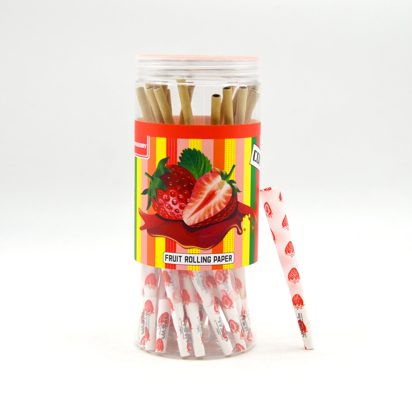 UASAL 48 Cone Strawberry Fruit Flavor 1¼ Cones Smoking Rolled 84MM Rolling Paper with Tips & Packing Tubes Included