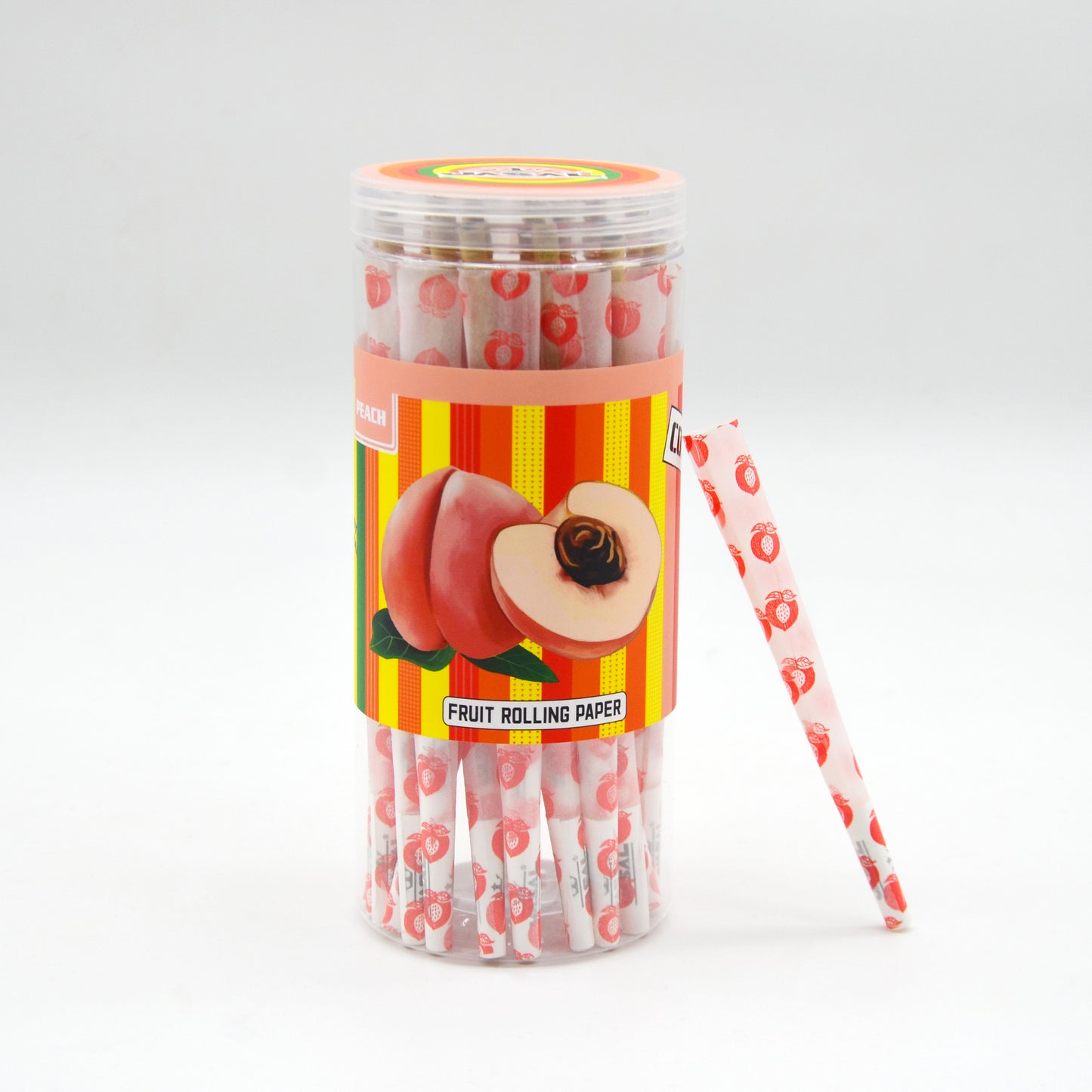 UASAL 48 Cone Peach Fruit Flavor Kingsize Cones Smoking Rolled 108MM Rolling Paper with Tips & Packing Tubes Included