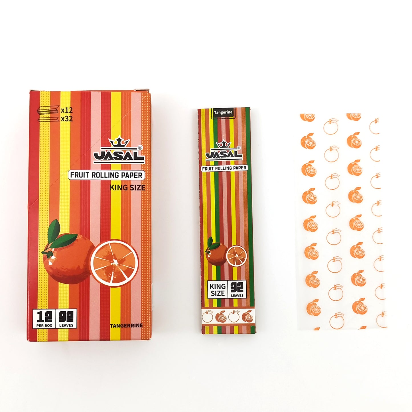 UASAL Fruit Flavor Kingsize Rolling Papers -12 Packs 108mm Rolling Papers (32 Leaves in Pack) 384 Total,Tangerine