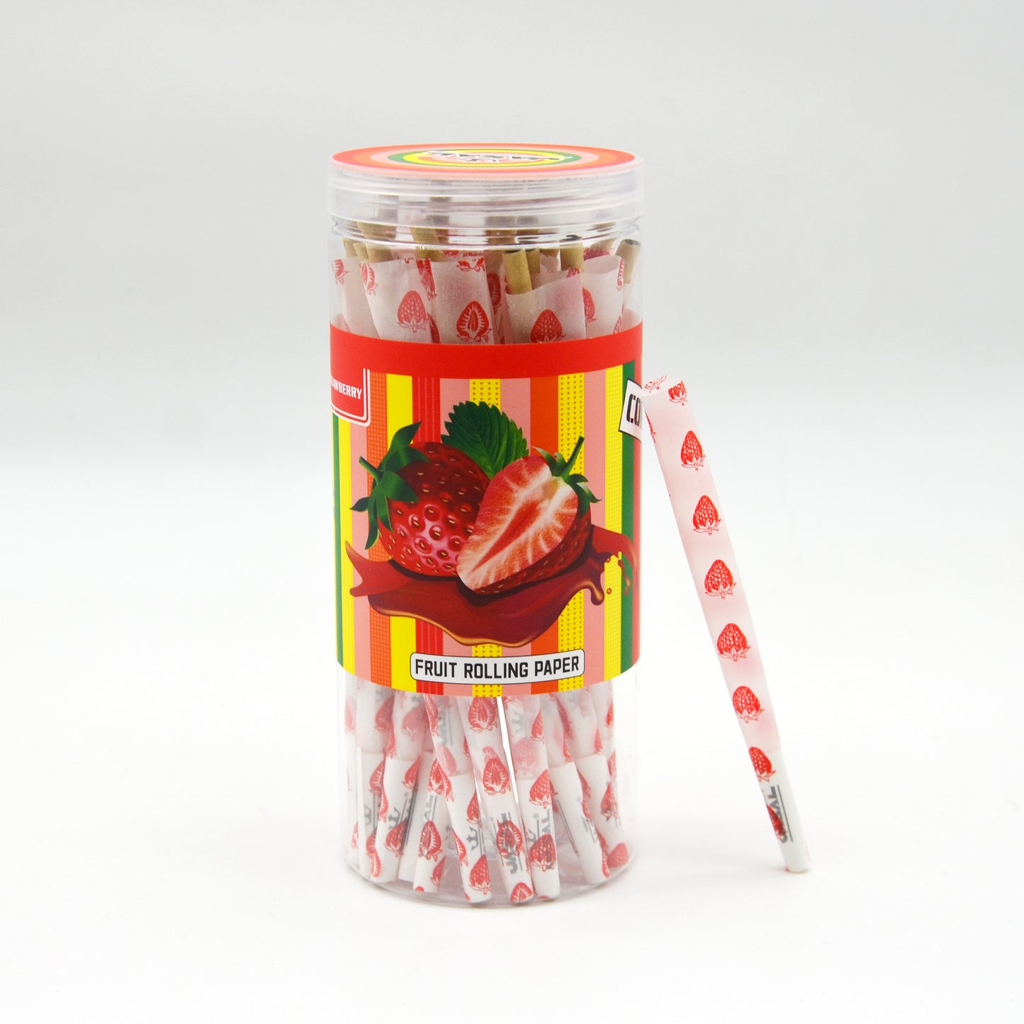 UASAL 48 Cone Strawberry Fruit Flavor Kingsize Cones Smoking Rolled 108MM Rolling Paper with Tips & Packing Tubes Included