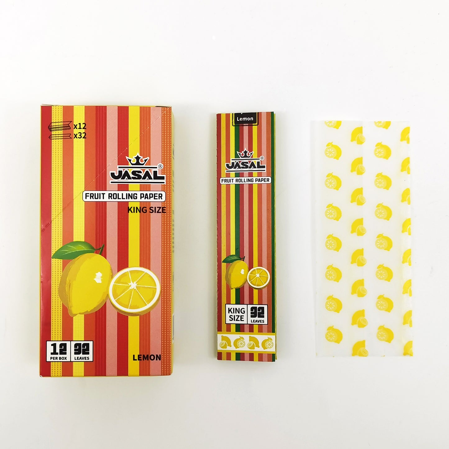 UASAL Fruit Flavor Kingsize Rolling Papers -12 Packs 108mm Rolling Papers (32 Leaves in Pack) 384 Total,Lemon