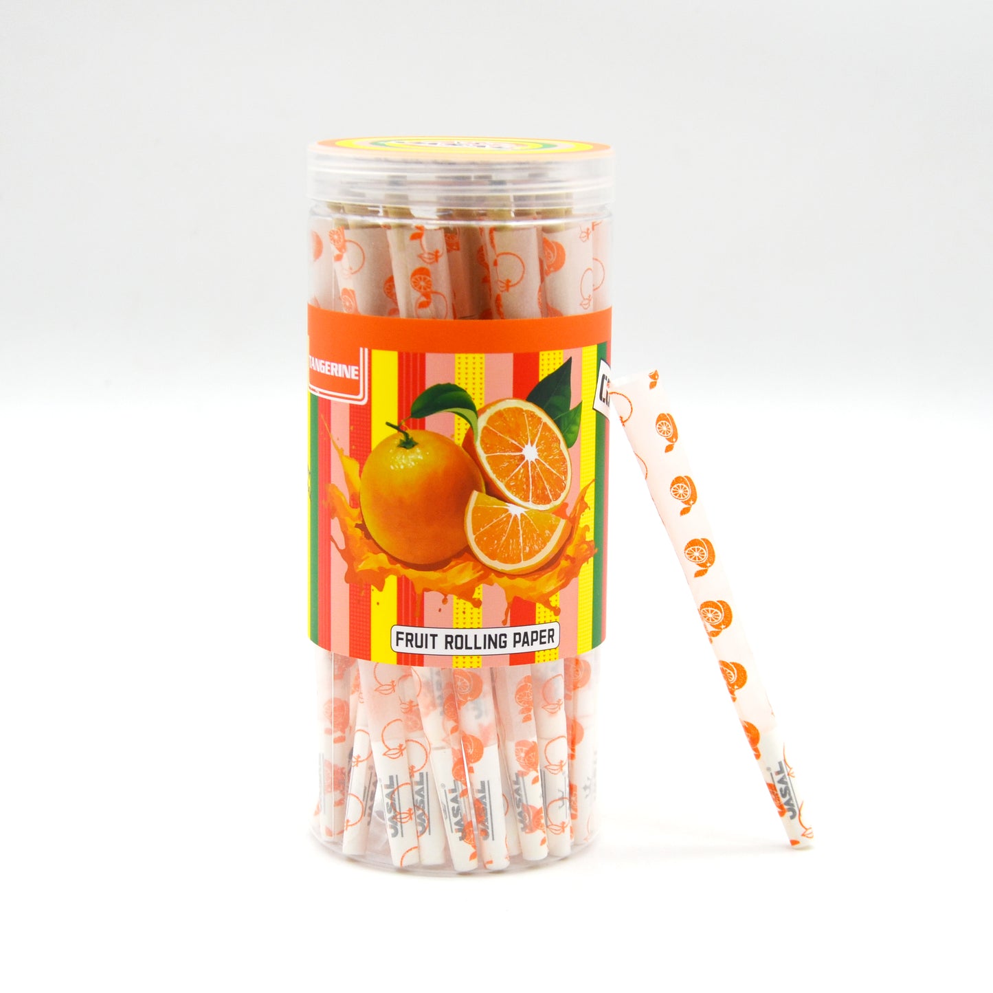 UASAL 48 Cone Tangerine Fruit Flavor Kingsize Cones Smoking Rolled 108MM Rolling Paper with Tips & Packing Tubes Included