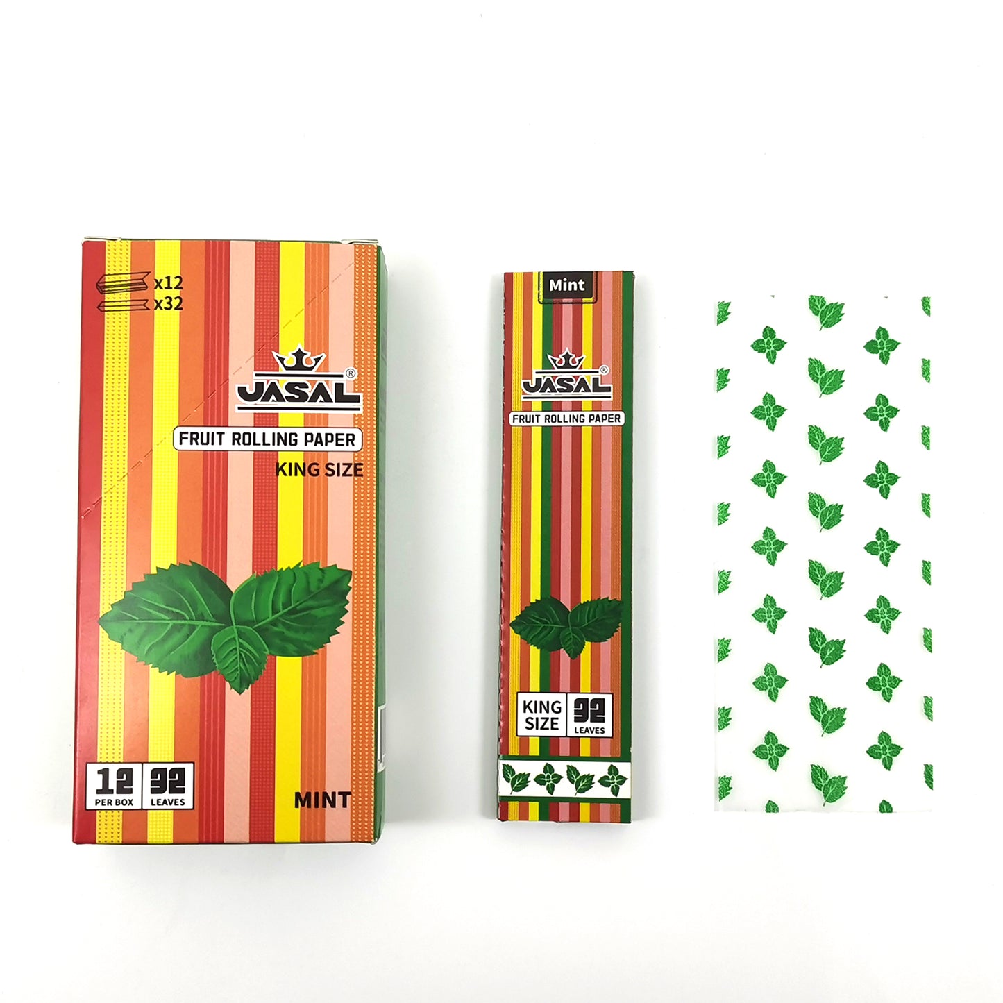 UASAL Fruit Flavor Kingsize Rolling Papers -12 Packs 108mm Rolling Papers (32 Leaves in Pack) 384 Total,Mint