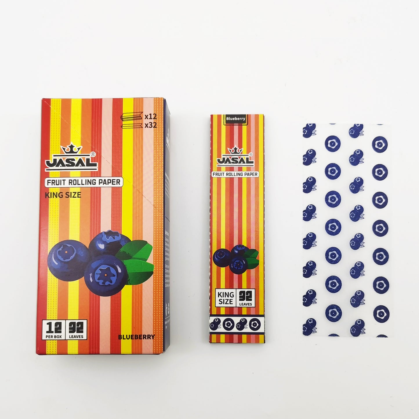 UASAL Fruit Flavor Kingsize Rolling Papers -12 Packs 108mm Rolling Papers (32 Leaves in Pack) 384 Total,Blueberry