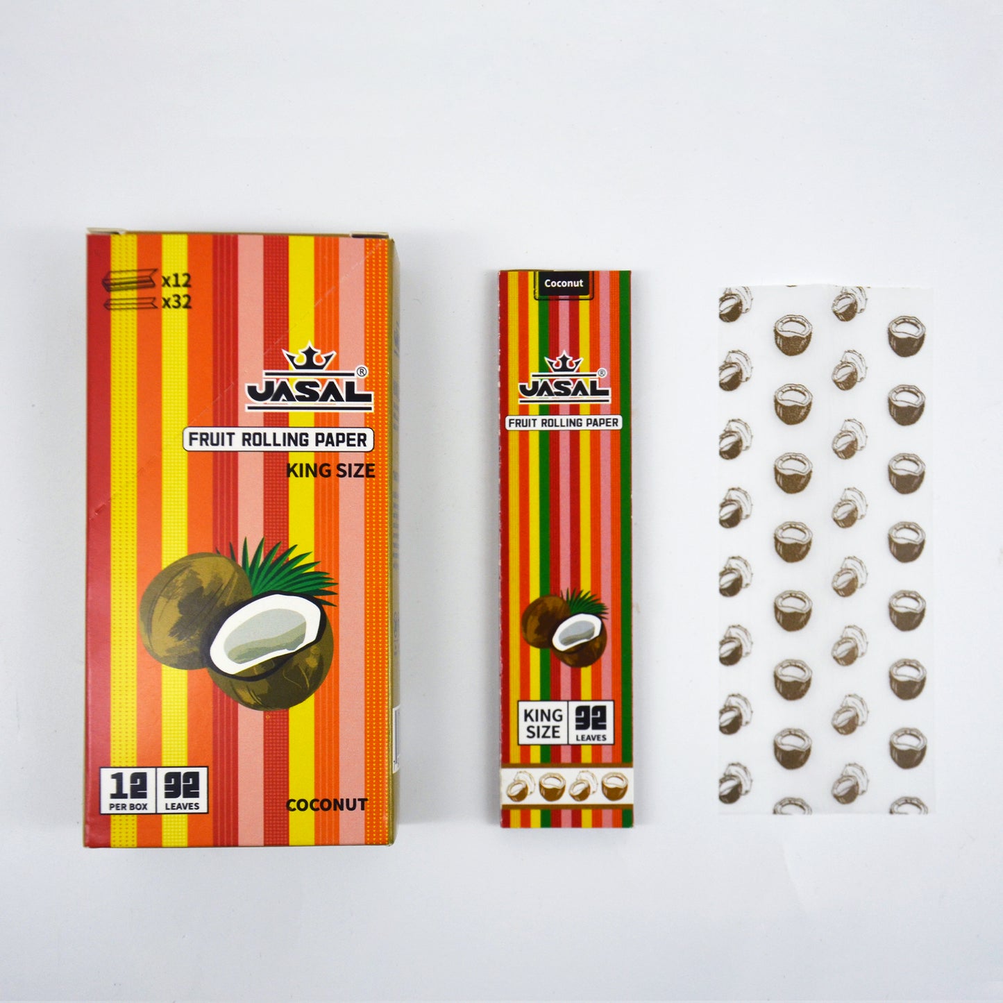 UASAL Fruit Flavor Kingsize Rolling Papers -12 Packs 108mm Rolling Papers (32 Leaves in Pack) 384 Total,Coconut